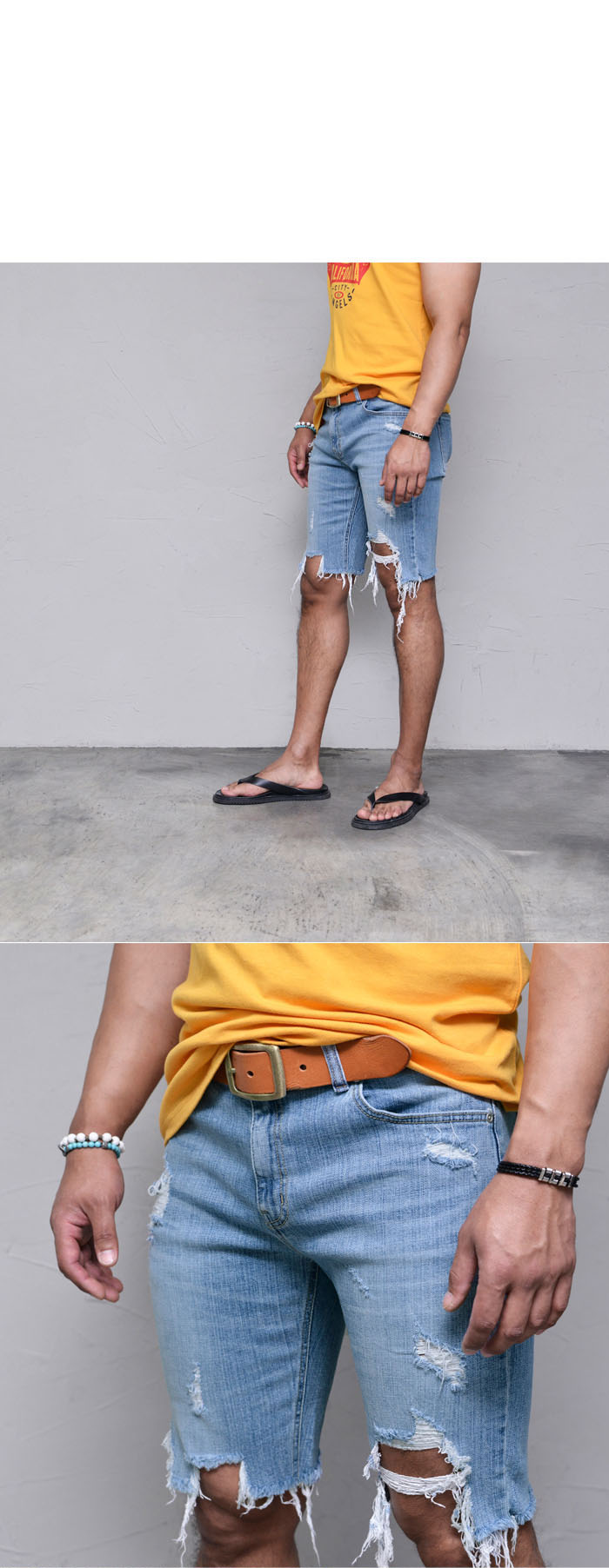 Bottoms Shorts Heavy Damage Slim Denim CutoffShorts 203